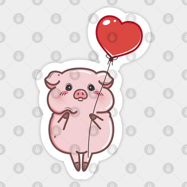 Fall in love piggy with balloon Sticker by InnerYou